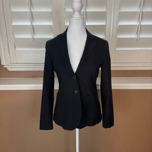 Theory Women's Size 4 Maricela Blazer Jacket Black Stretch Cotton Fitted Office
